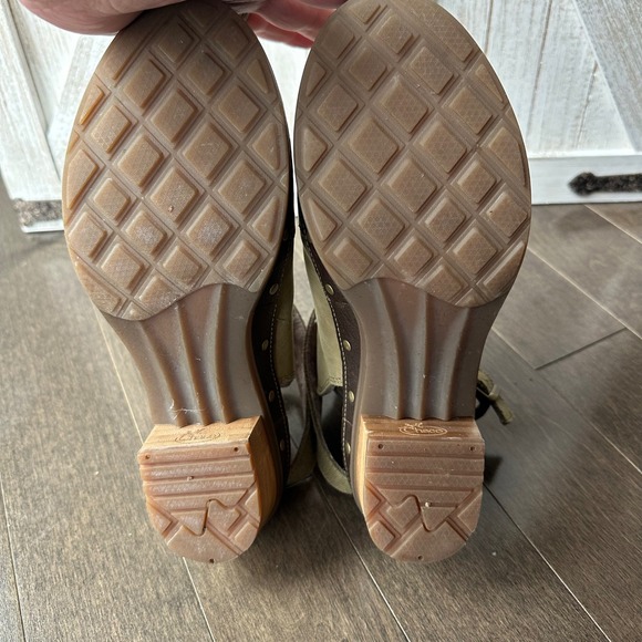 Chaco Cataluna Clog Chunky Boho Lug Ankle Straps Leather Olive Green Mules Boot - Picture 7 of 8